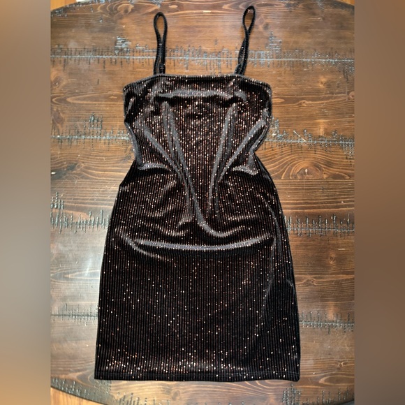Sparkly black and red spaghetti strap mini dress - Picture 1 of 4
